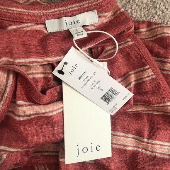 JOIE Tropic Red Striped 100% Linen Brellen Sleevelss Maxi Dress Size Small NEW - Picture 9 of 11
